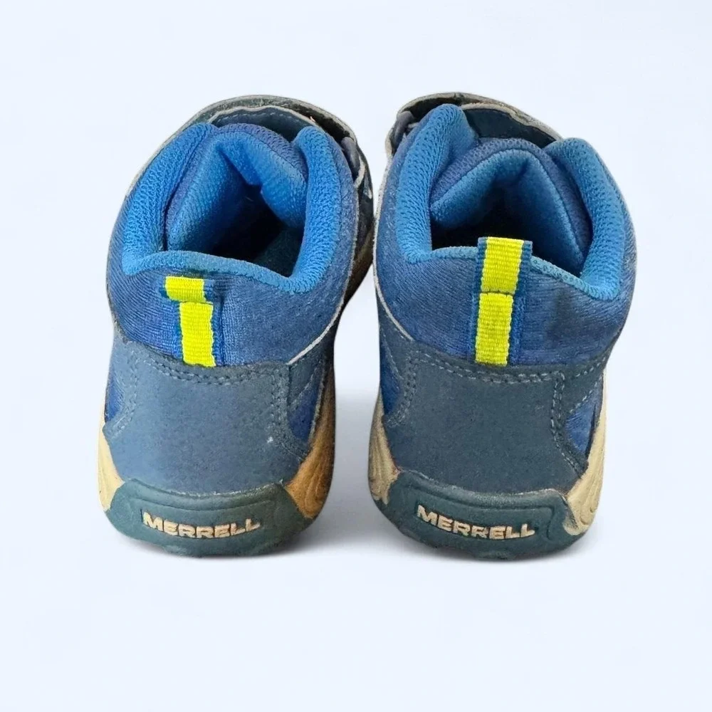 Merrell Outback Mid Hiking Boots Kids 13 Navy Lime Shoes Outdoor Active Gorpcore